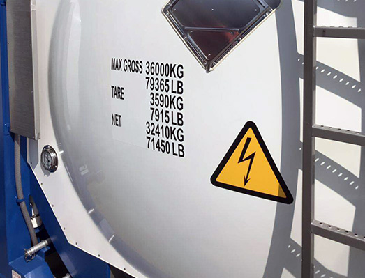 中集罐箱箱體刻字不干膠標簽