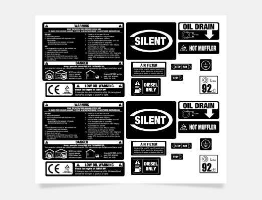 柴油機發(fā)電機組黑白套標